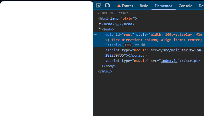 output do código como javascript do navegador desativado