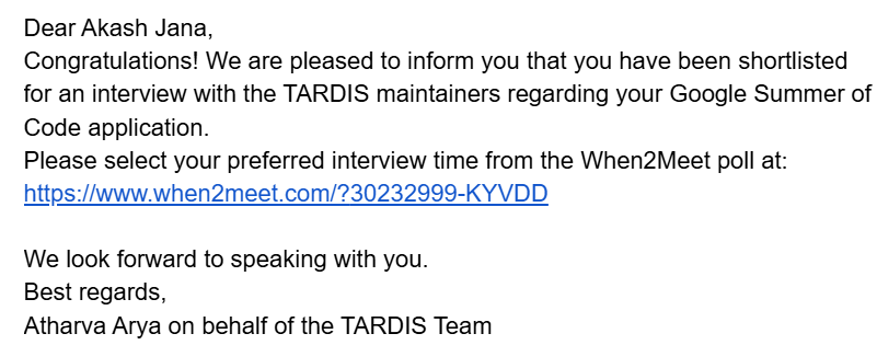 Interview shortlist email