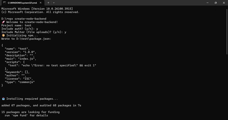 🚀 Introducing create-node-backend – A Simple CLI Tool to Scaffold Your Node.js Backend! 🔥