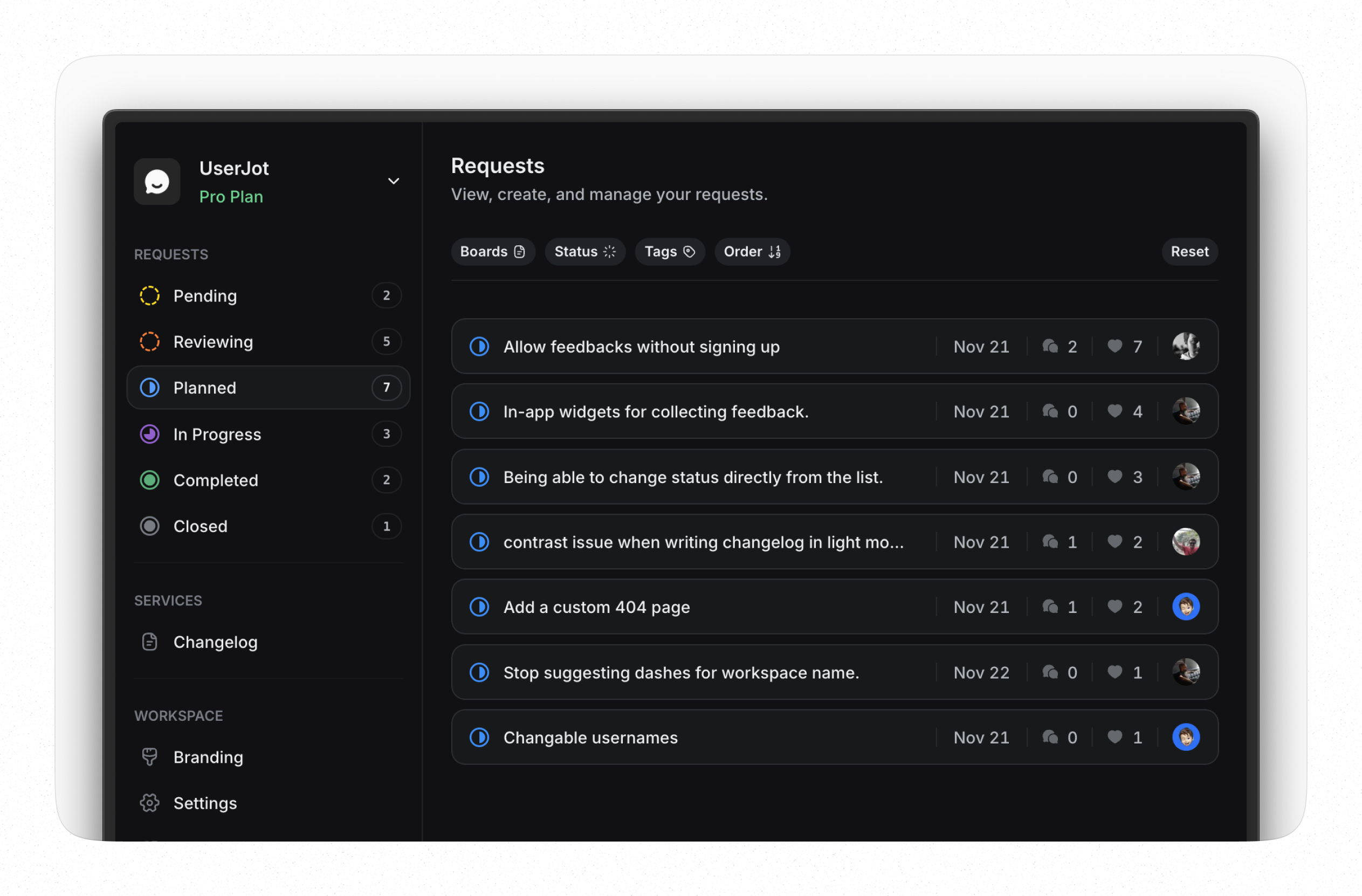 UserJot Dashboard