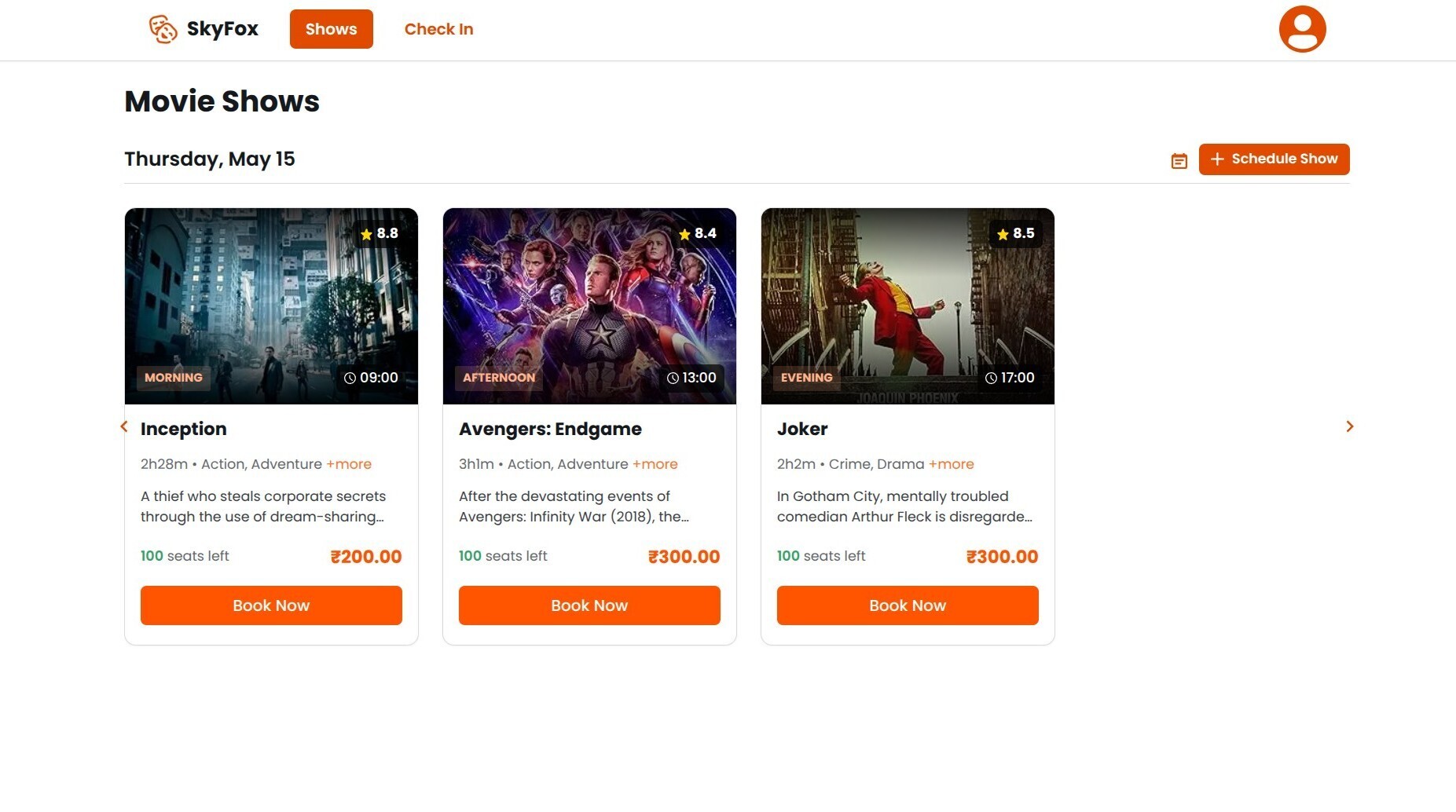 Shows Page