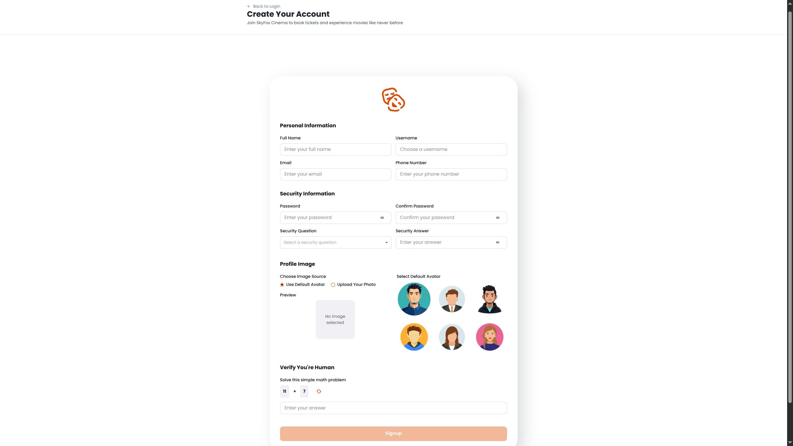 Signup Page
