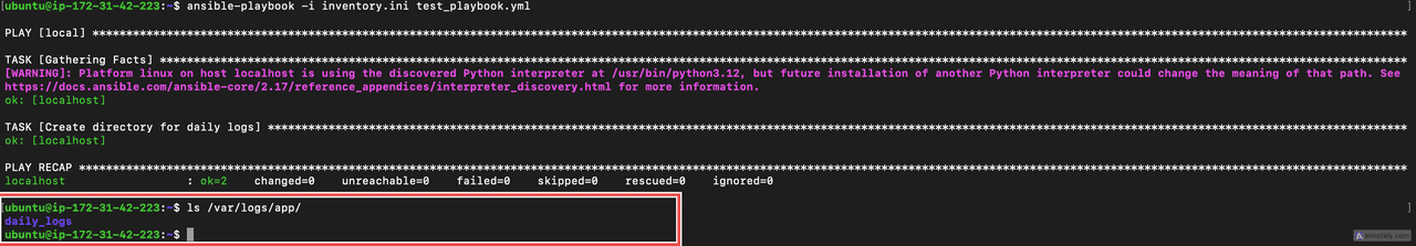 Using the file module for directory creation