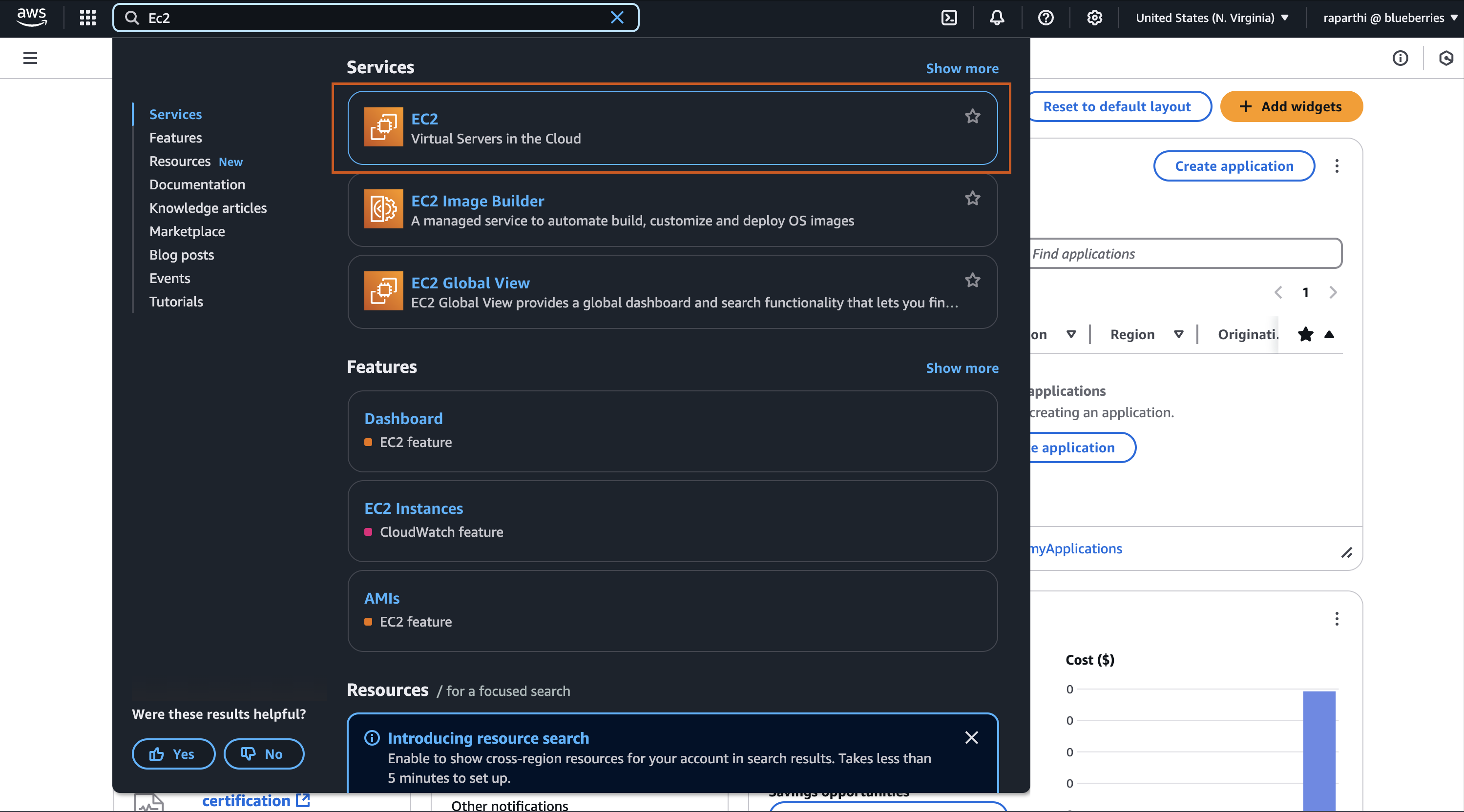 AWS search bar