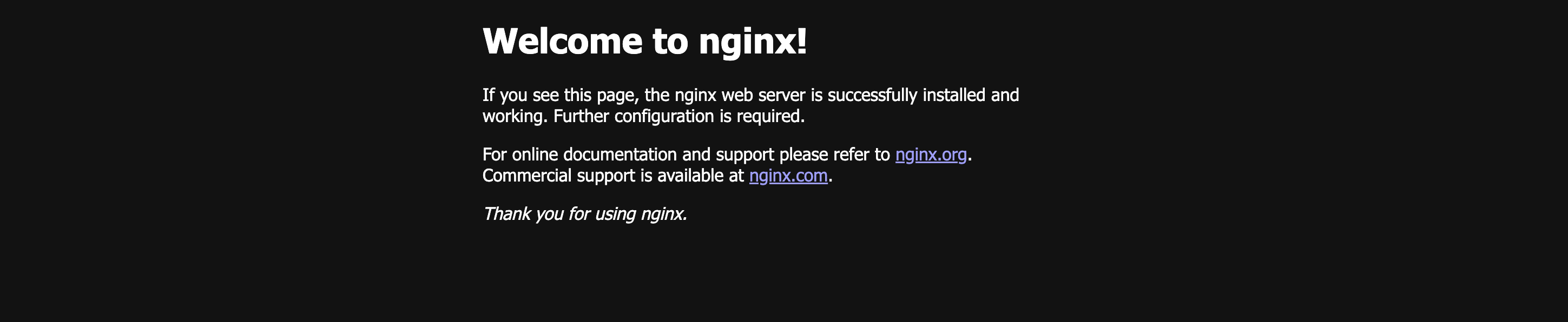 Default nginx home page