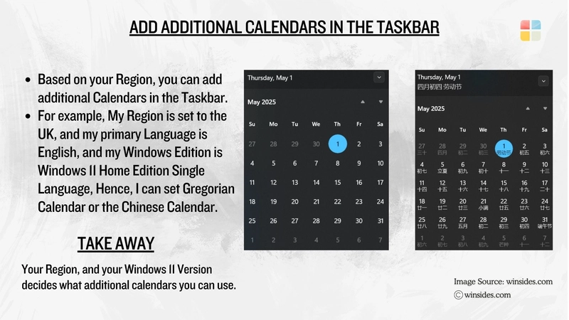 Show Additional Calendars in the Taskbar on Windows 11