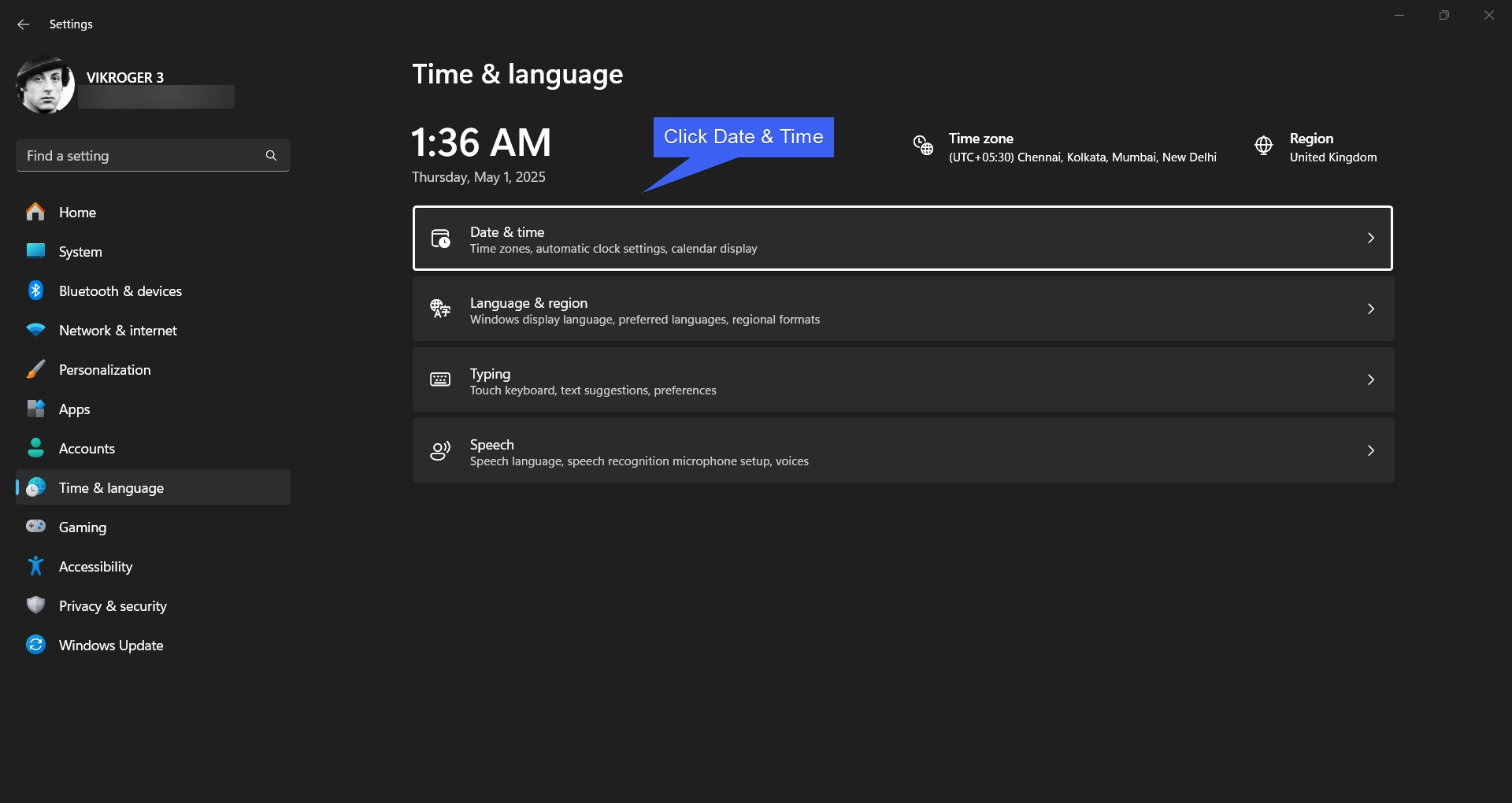 Click Date and Time