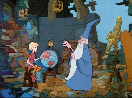 young King Arthur and Merlin learning in Disney's The Sword in the Stone, (c)1963