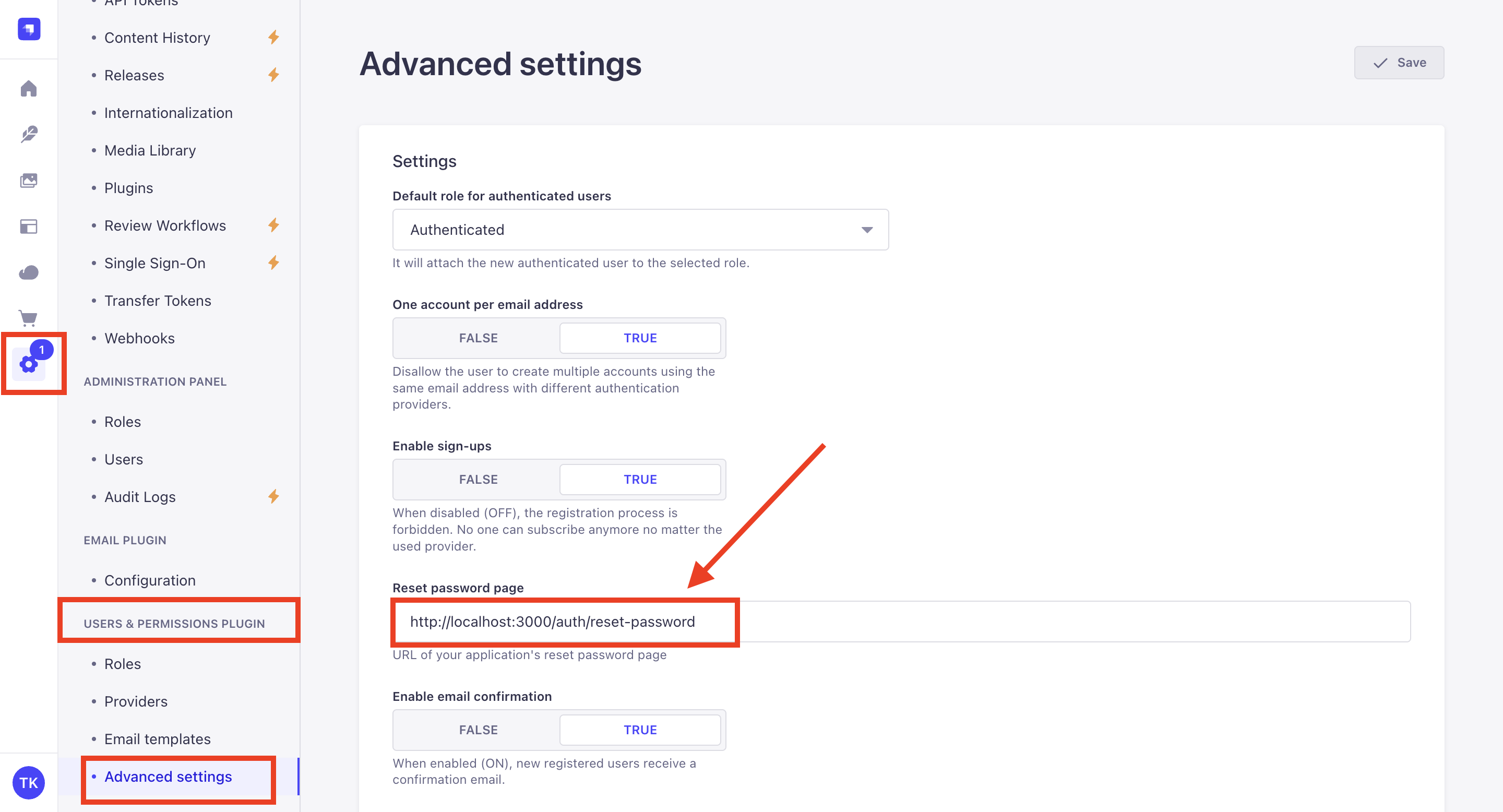 Add reset password page