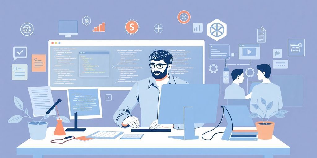 Illustration of a Developer Experience Engineer in action.