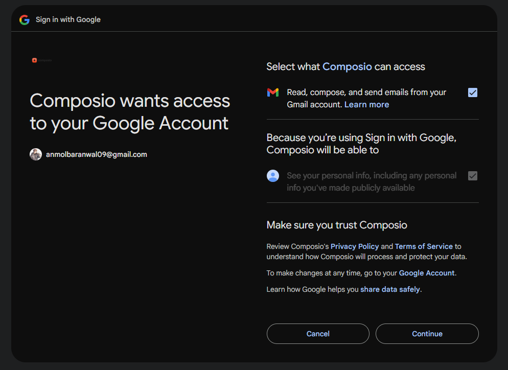 action permissions