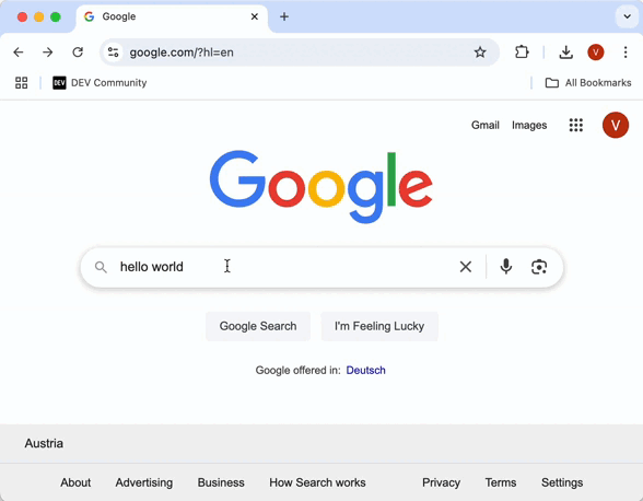 Opening bookmark in a new tab