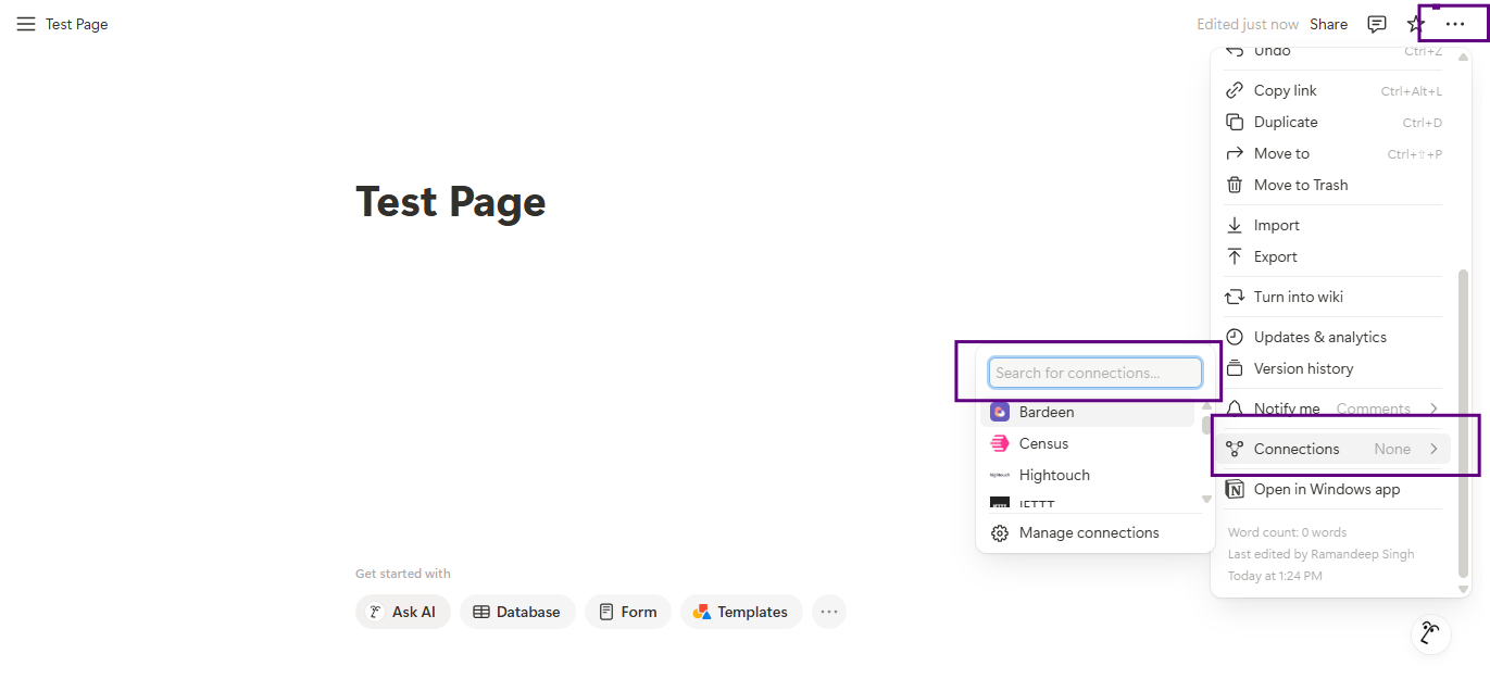 Notion page