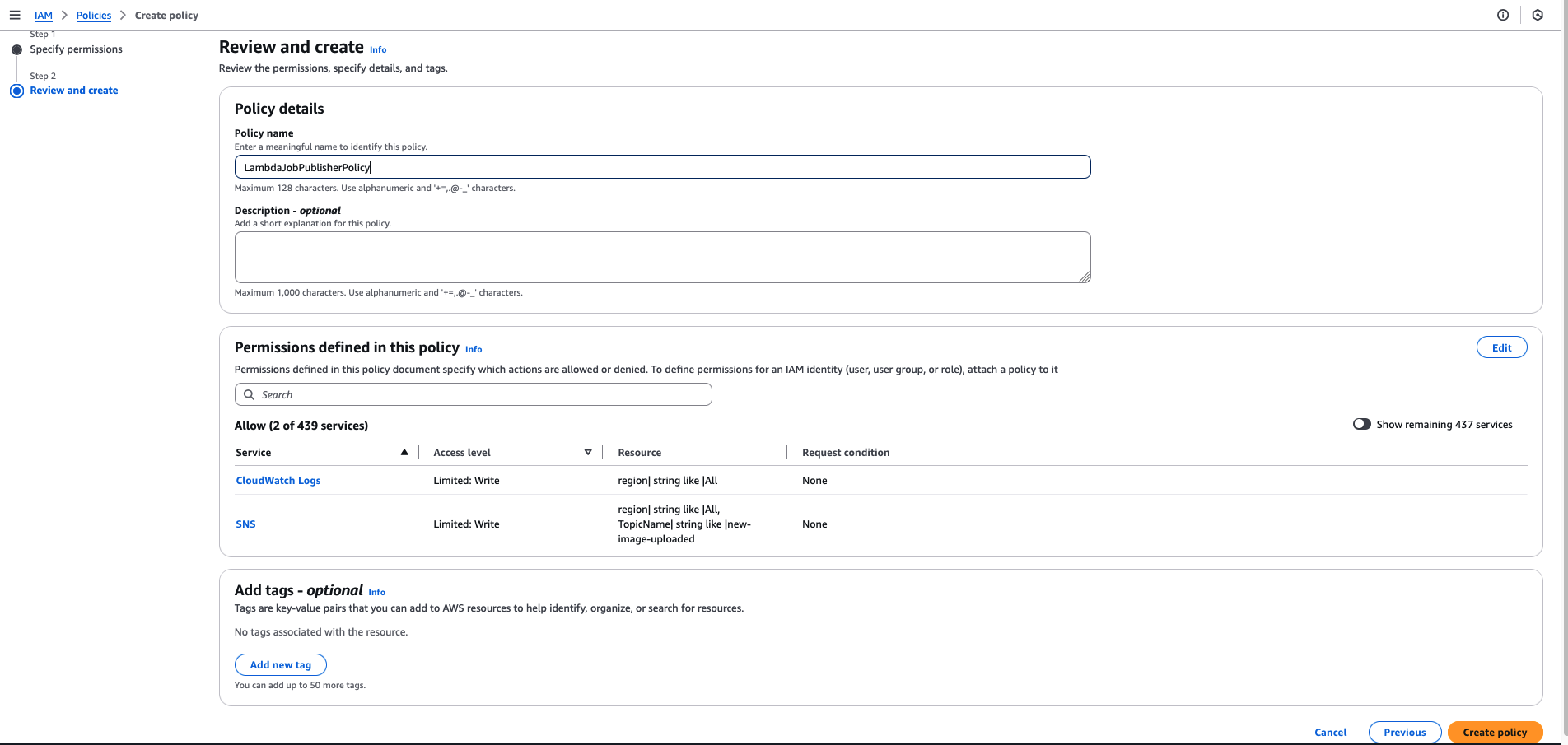 Create Job Publisher Policy