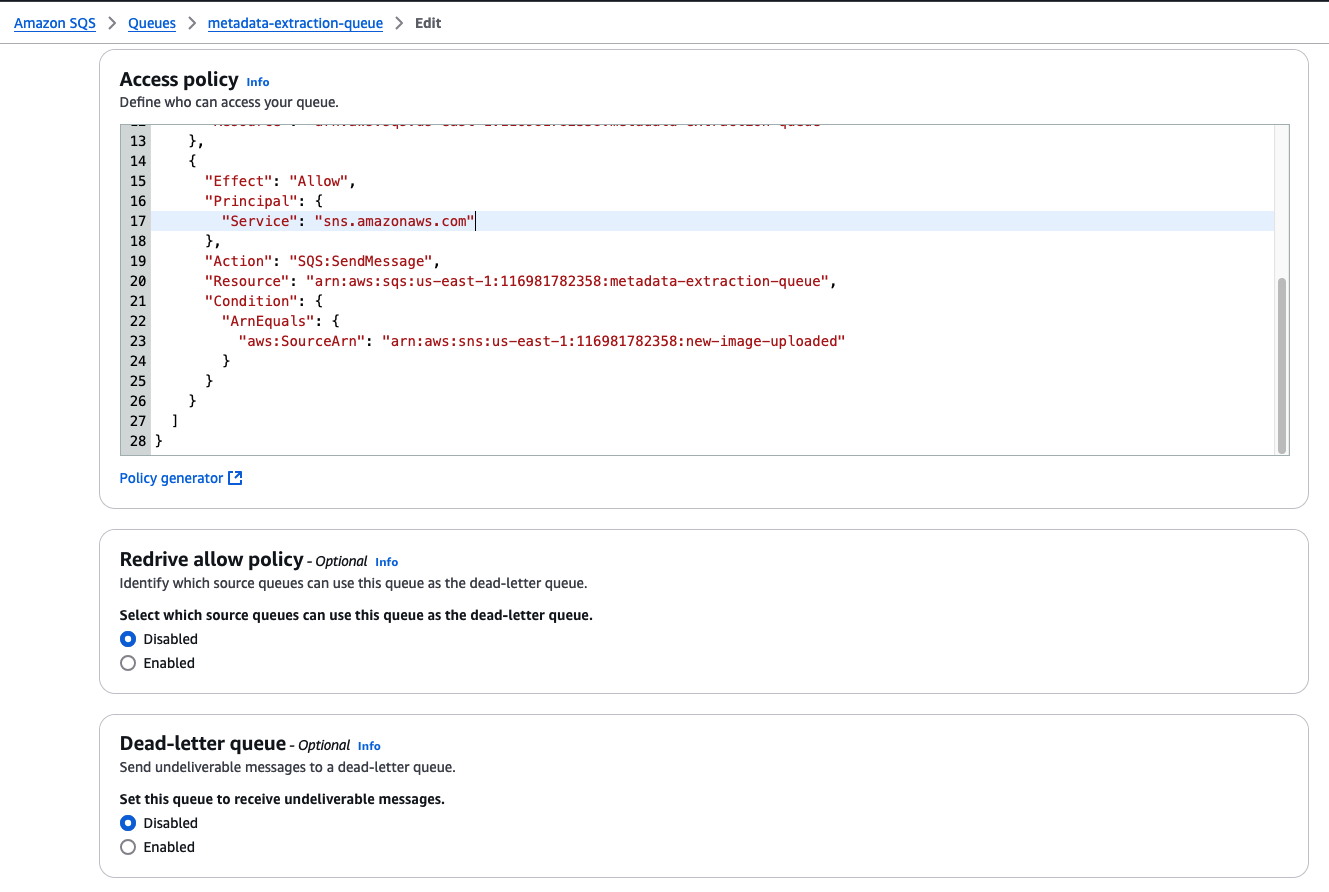 Edit SQS Access Policy