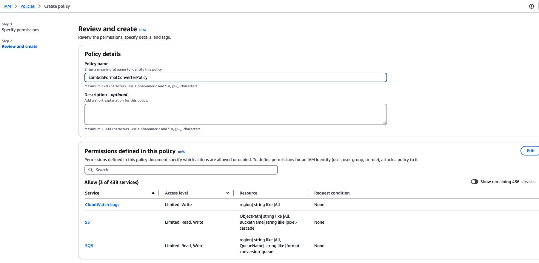 Create Format Converter Policy