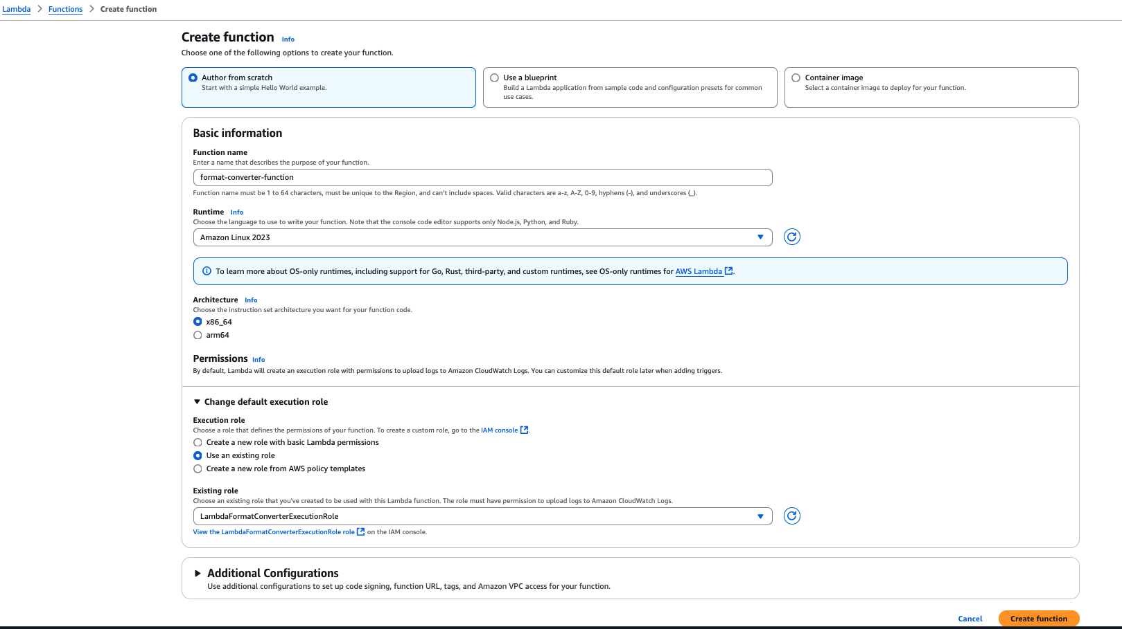 Create Lambda Format Converter