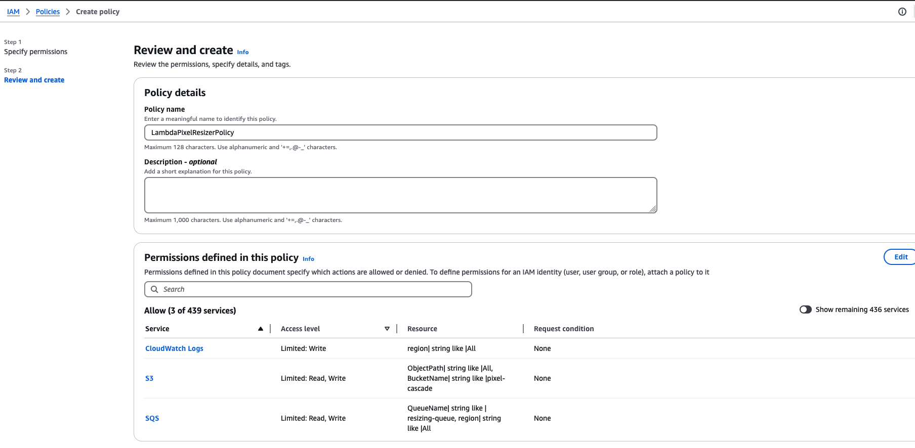 Create Pixel Resizer Policy