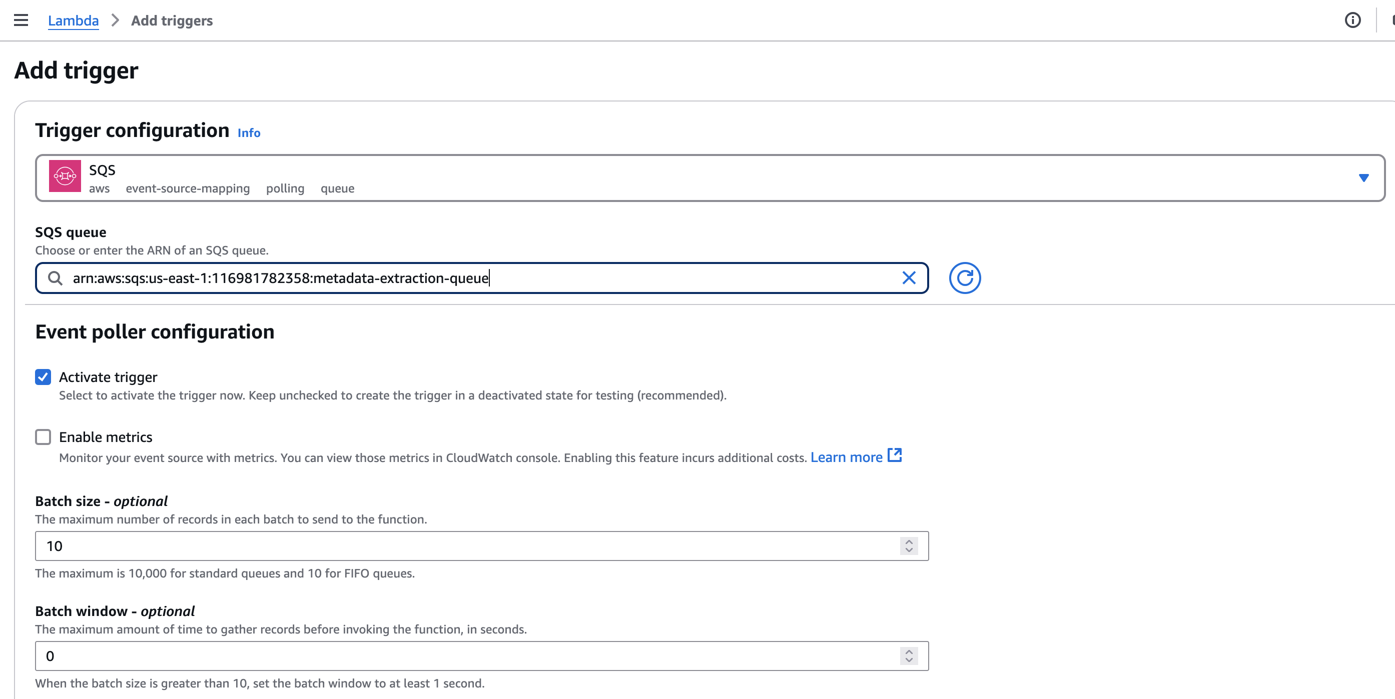 Add Trigger Metadata Extractor