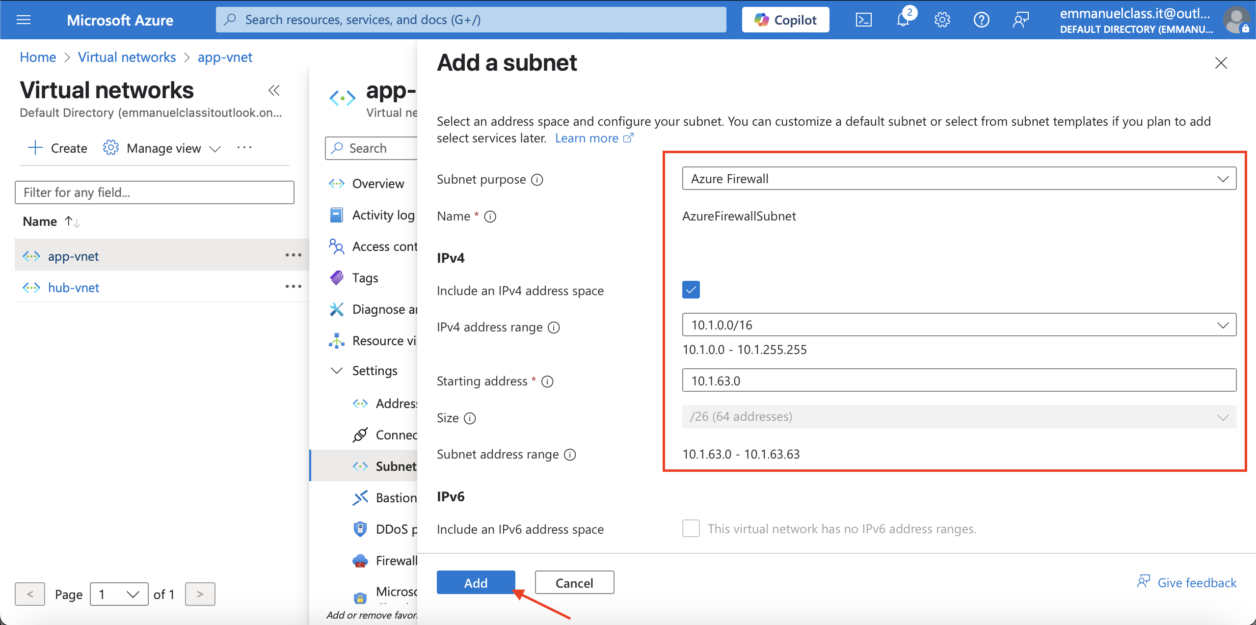 Azure firewall subnet