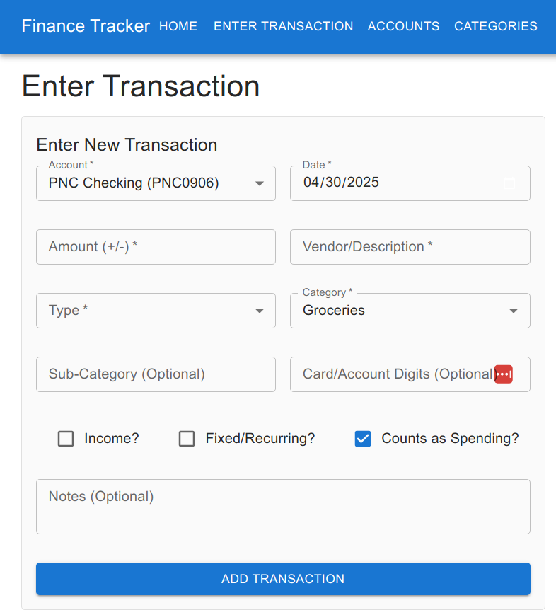 Transaction Entry
