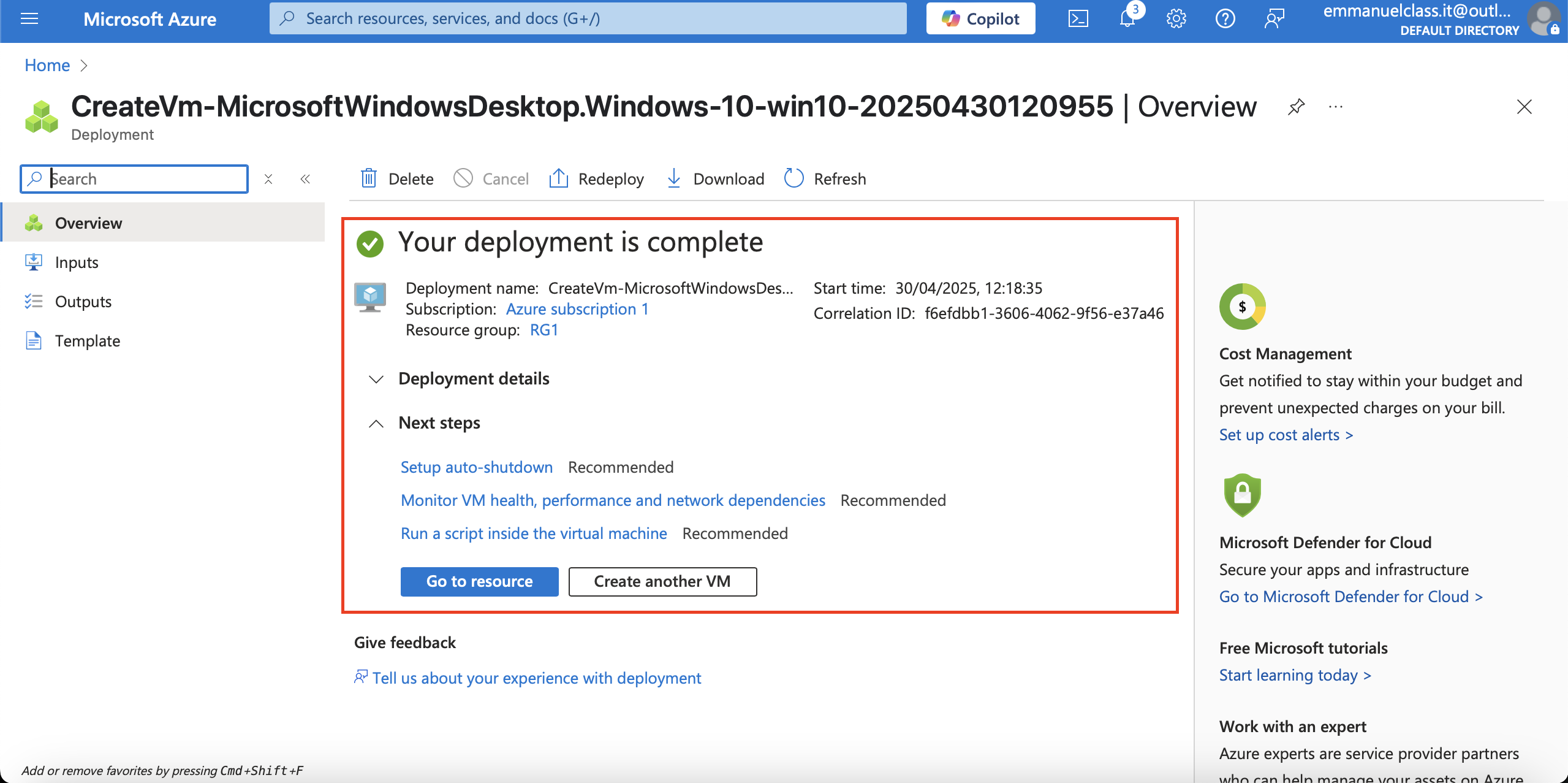 Complete deployment vm2