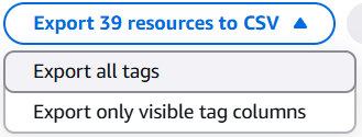 AWS Tag Editor Export to CSV