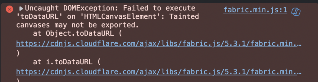 Tainted canvas error