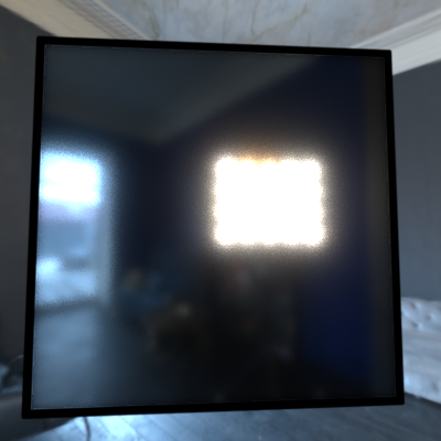 Roughness evaluation. Ours: Directly apply filtering kernel to the specular reflection image; GT: Path tracing with Monte Carlo sampling.