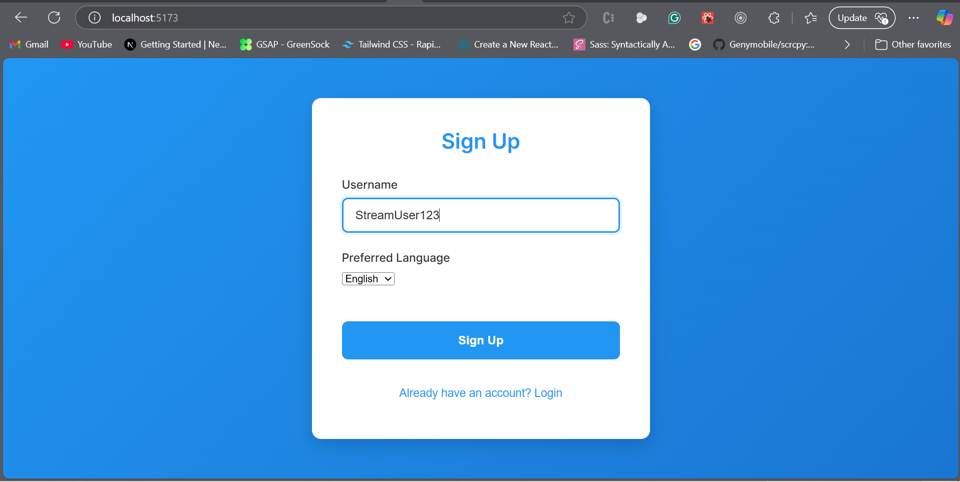 Signing up new user