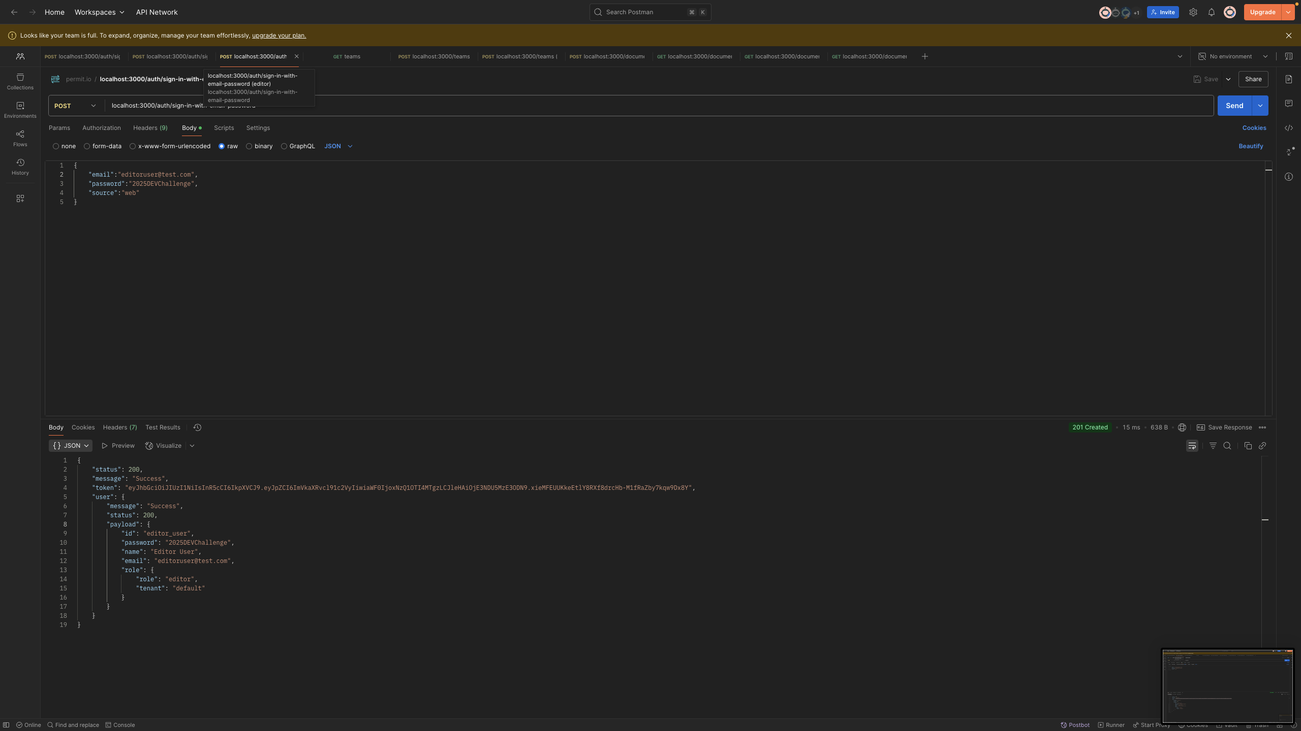 Login as an editor