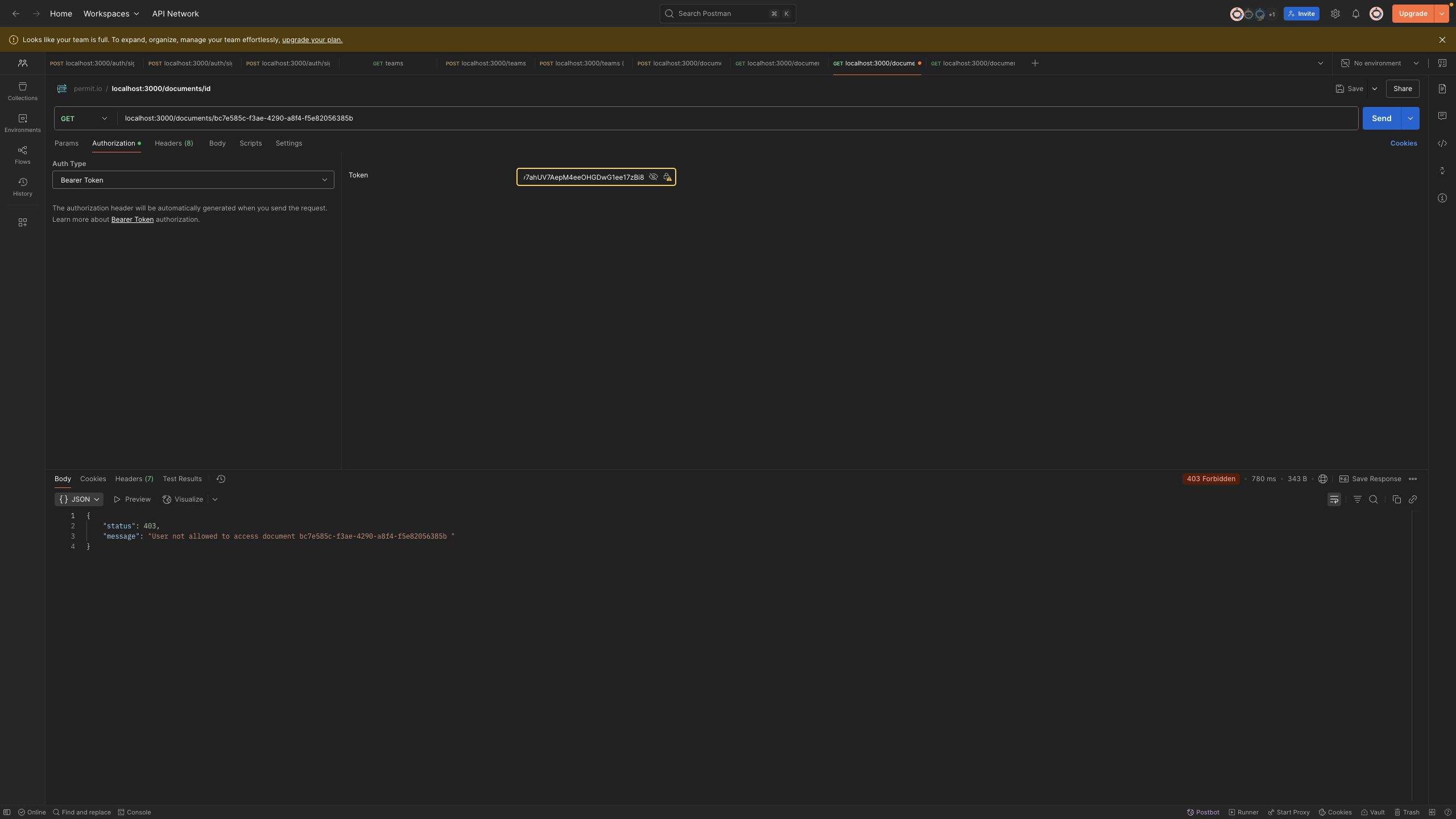 ABAC - Get specific document (disallowed access)