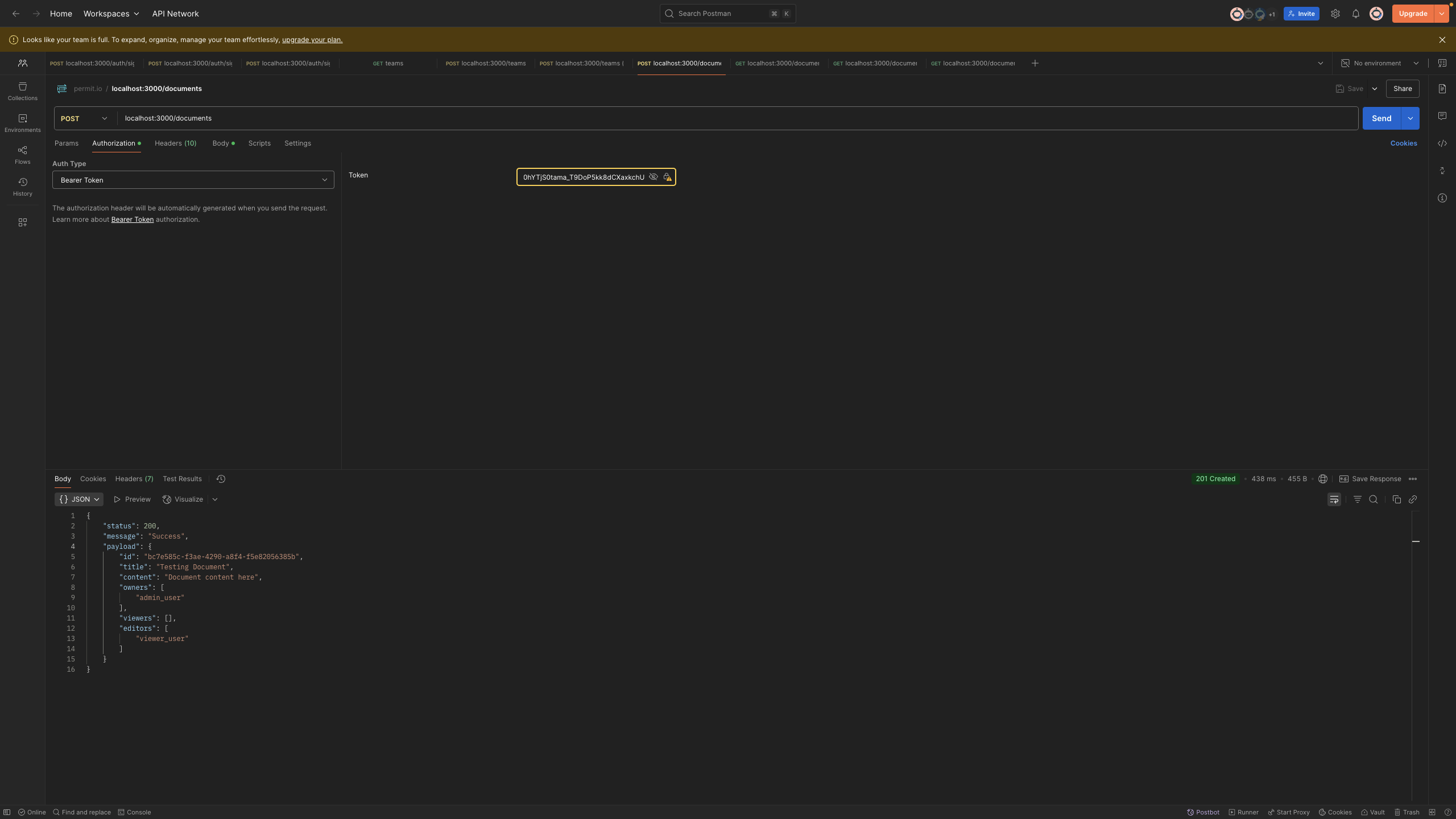 RBAC - Create team (allowed access)