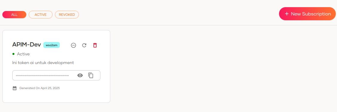 wso2 ai subscription list token
