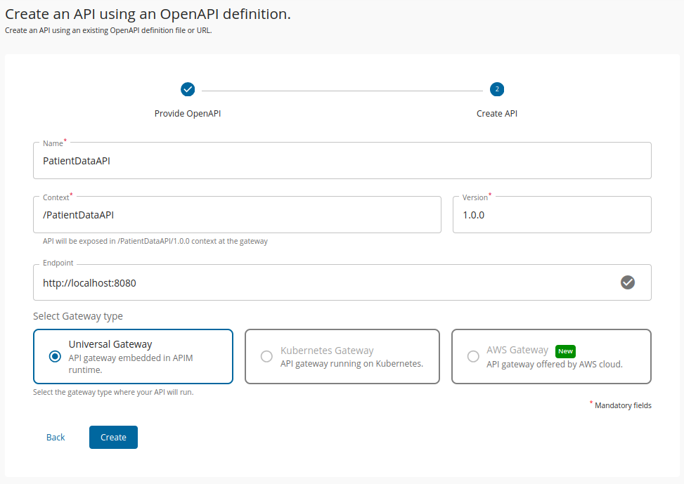 wso2 apim creation wizard