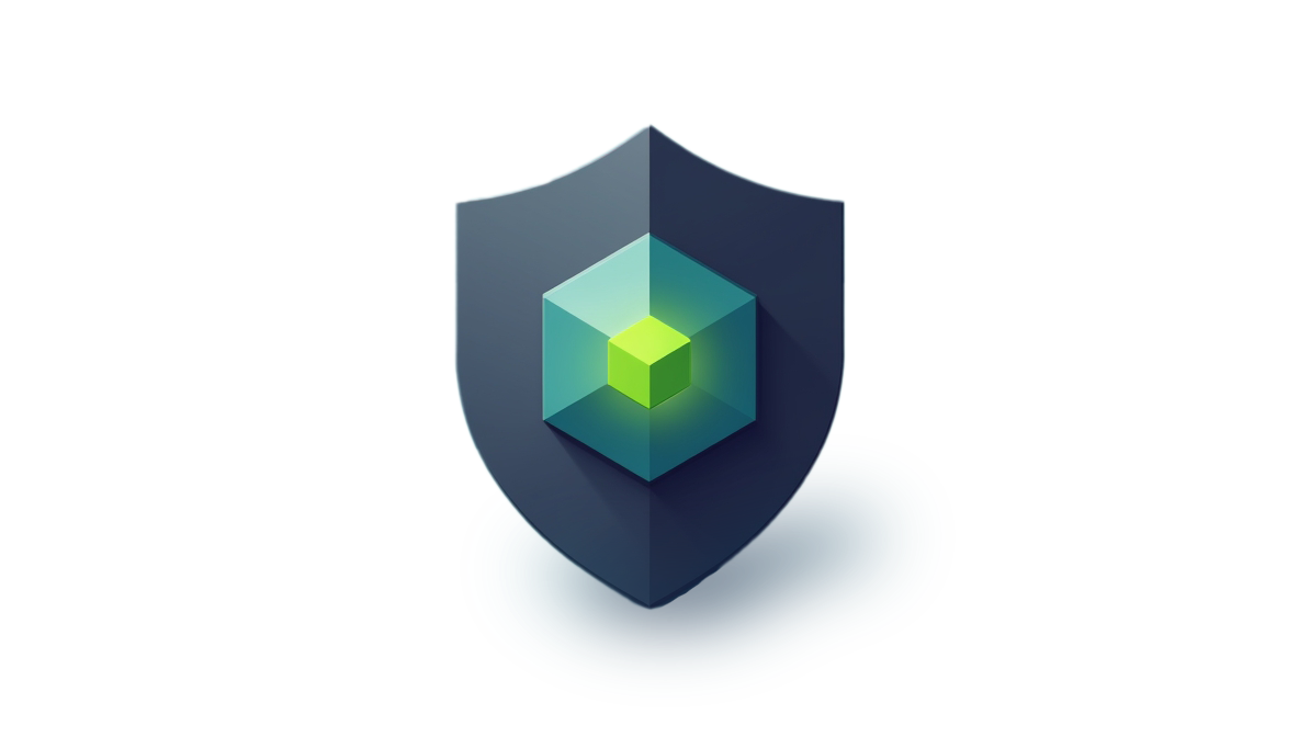 A centered 3D isometric shield with a glowing Node.js hexagon symbol at its core. Clean solid background in soft blue or dark slate, no text, wide padding on all sides, no subject cropping. Tech-modern and minimal.<br>
