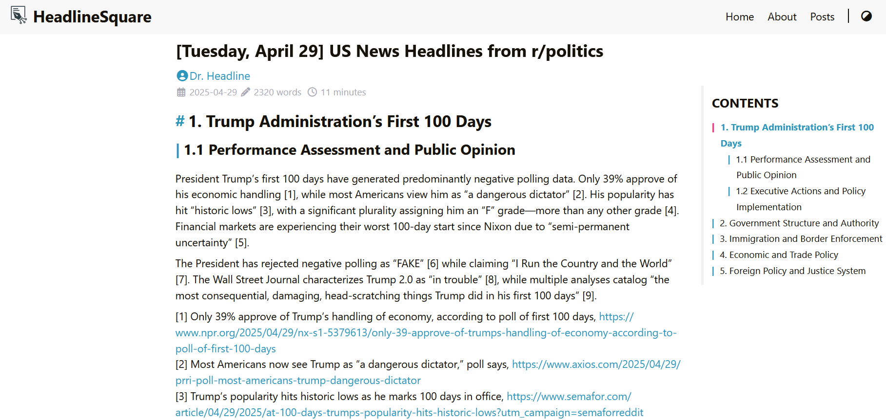 Example: part of today's news briefings