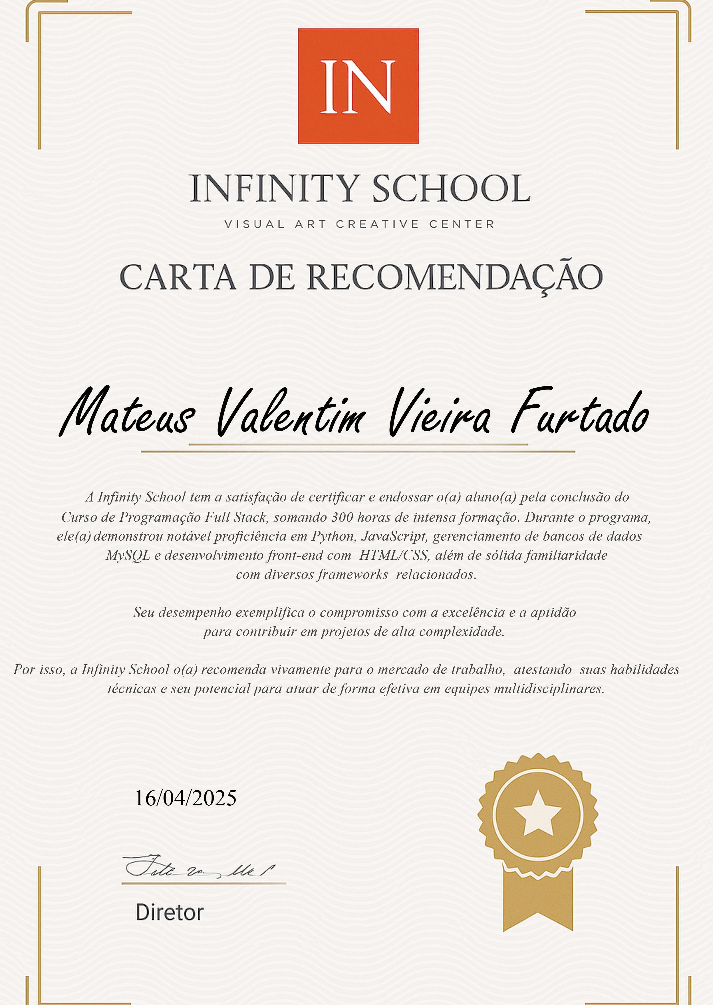 LETTER OF RECOMMENDATION