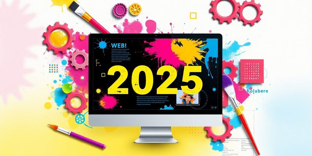 Colorful website design elements illustrating open source tools.