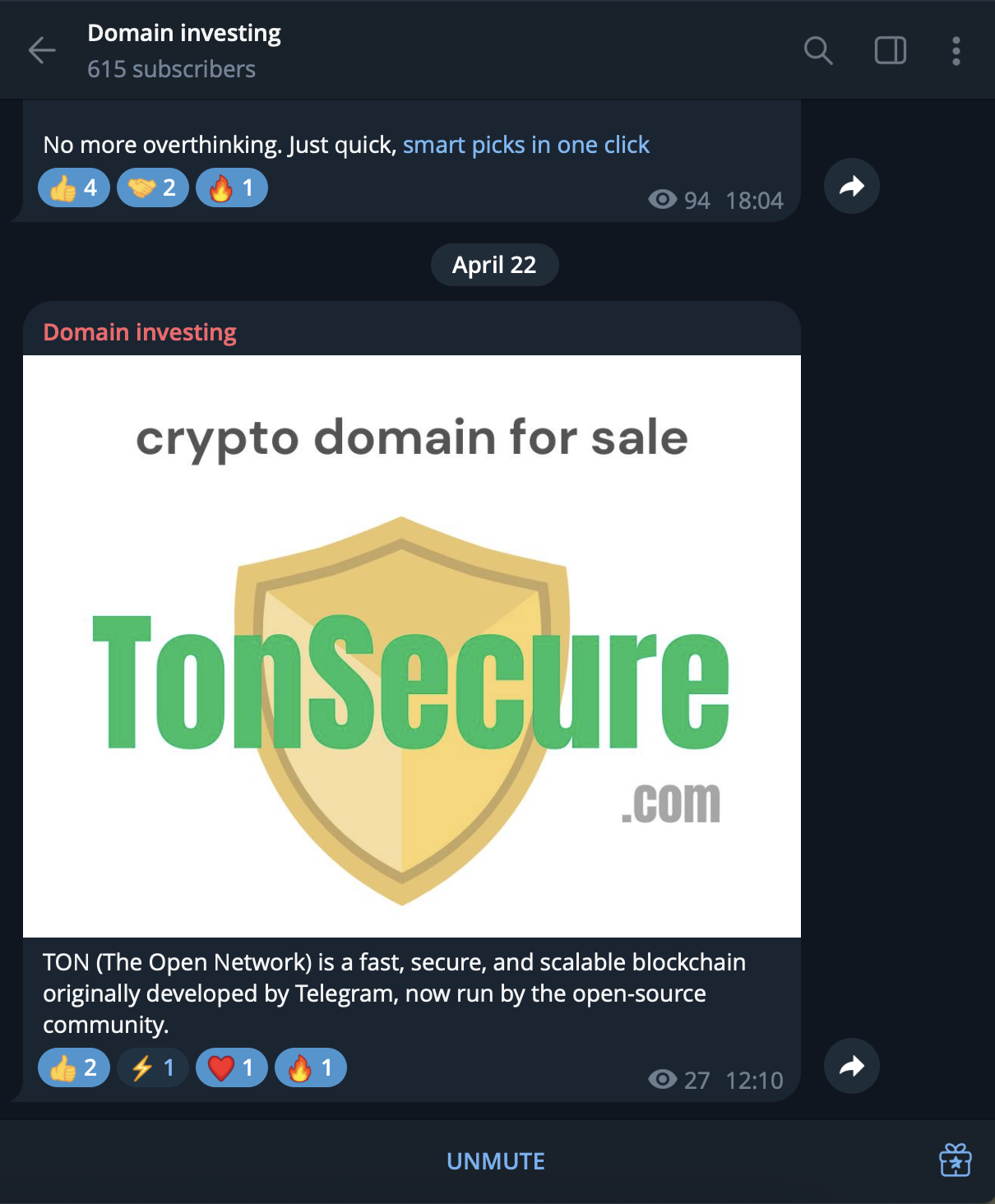 Example of a telegram channel about business