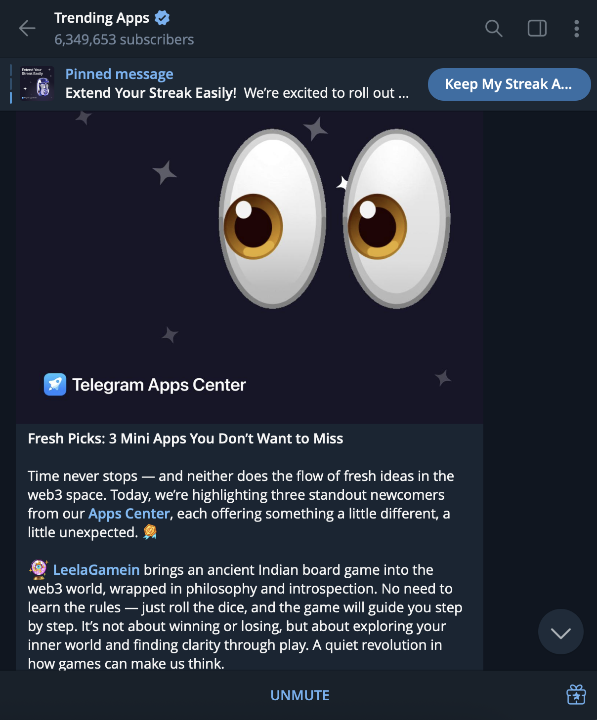 Example of a telegram channel about business