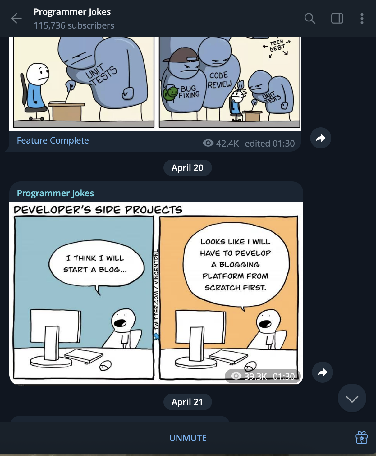 Example of a telegram channel about business