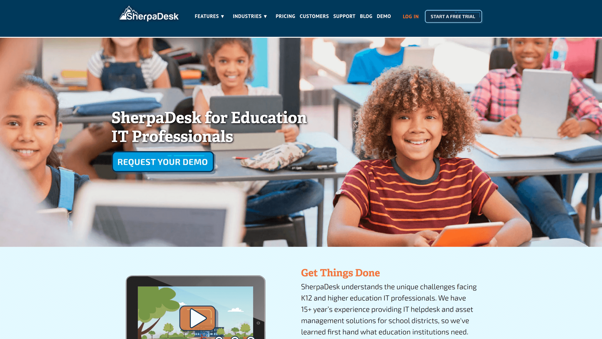 Help Desk software page by SherpaDesk