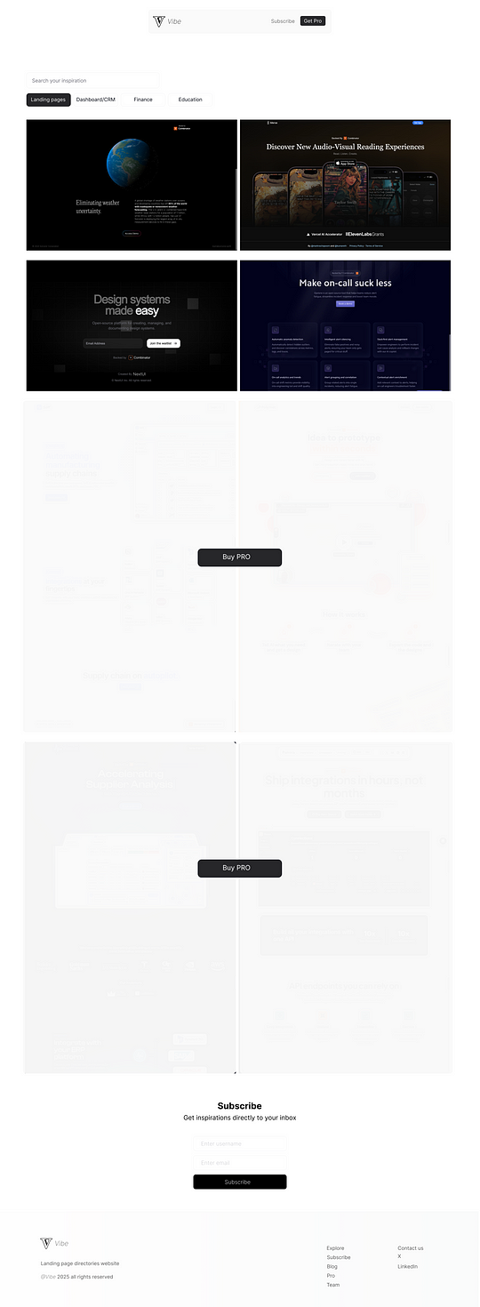 Our SAAS app figma design of Landing, explore, buy and get the pro page