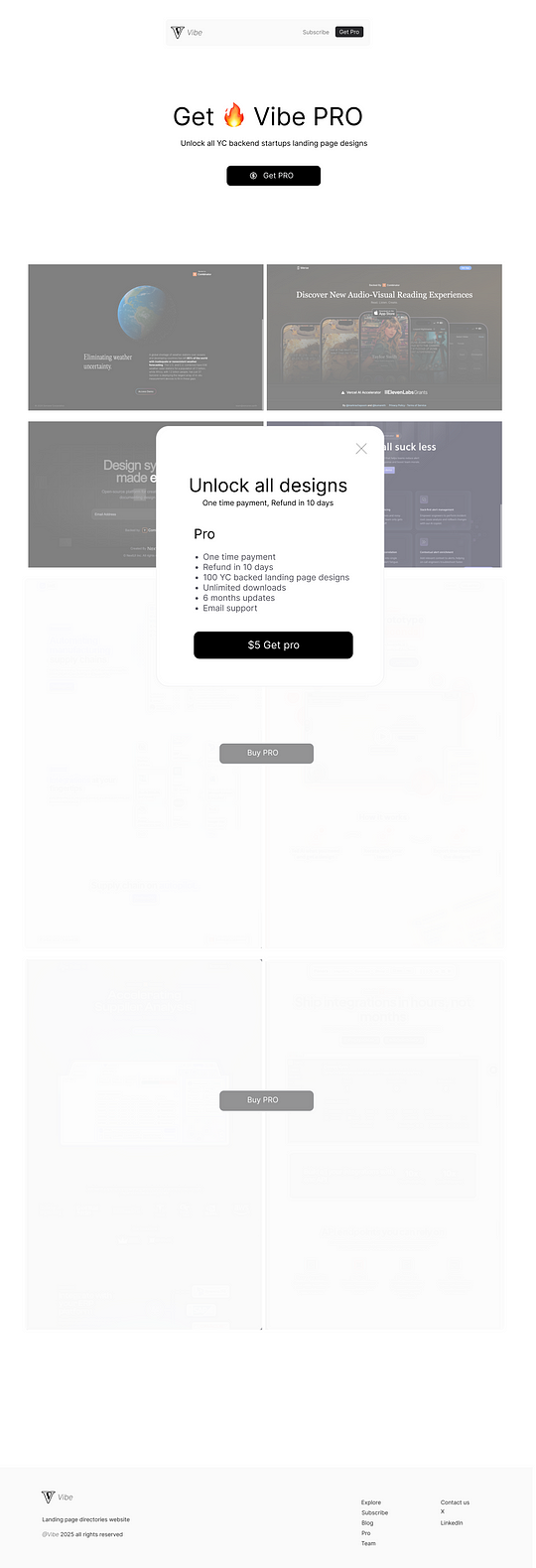 Our SAAS app figma design of Landing, explore, buy and get the pro page
