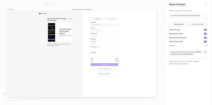 Instructing the AI to add the lemon squeezy checkout URL on the get pro button (this will redirect to the lemon squeezy payment page)