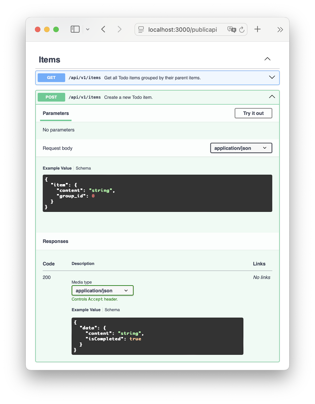 POST API docs
