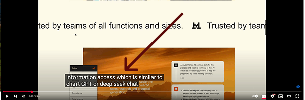 YouTube video screenshot with a dark arrow pointing to the captions: 
