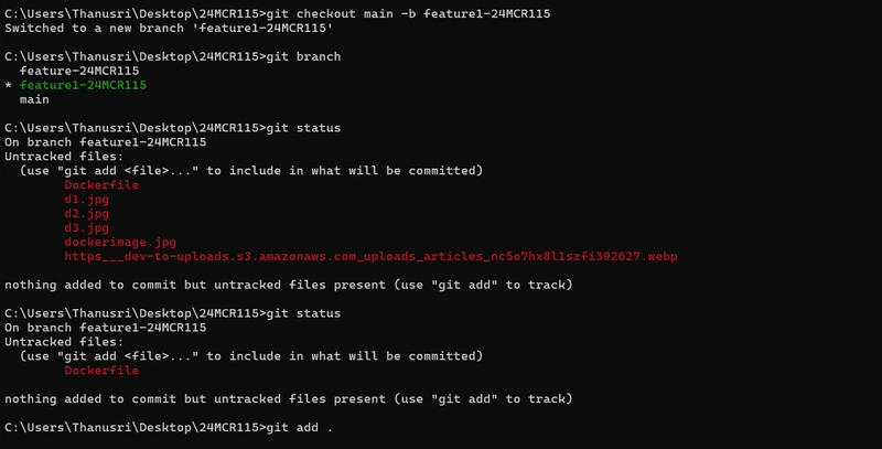 Creating a new branch and adding the Dockerfile