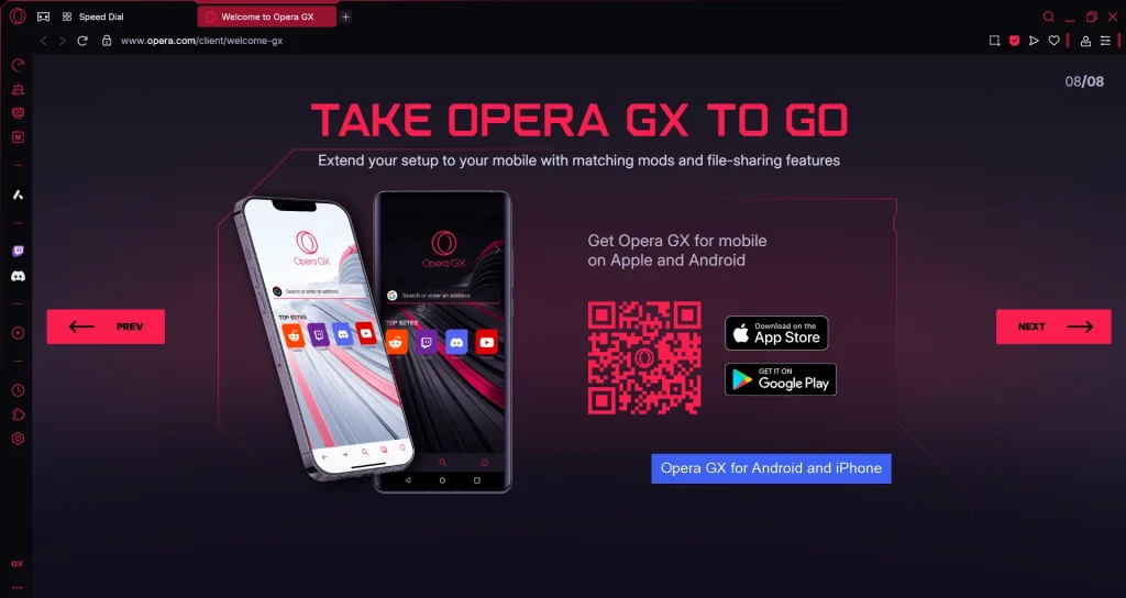 Opera GX for Android and iPhone